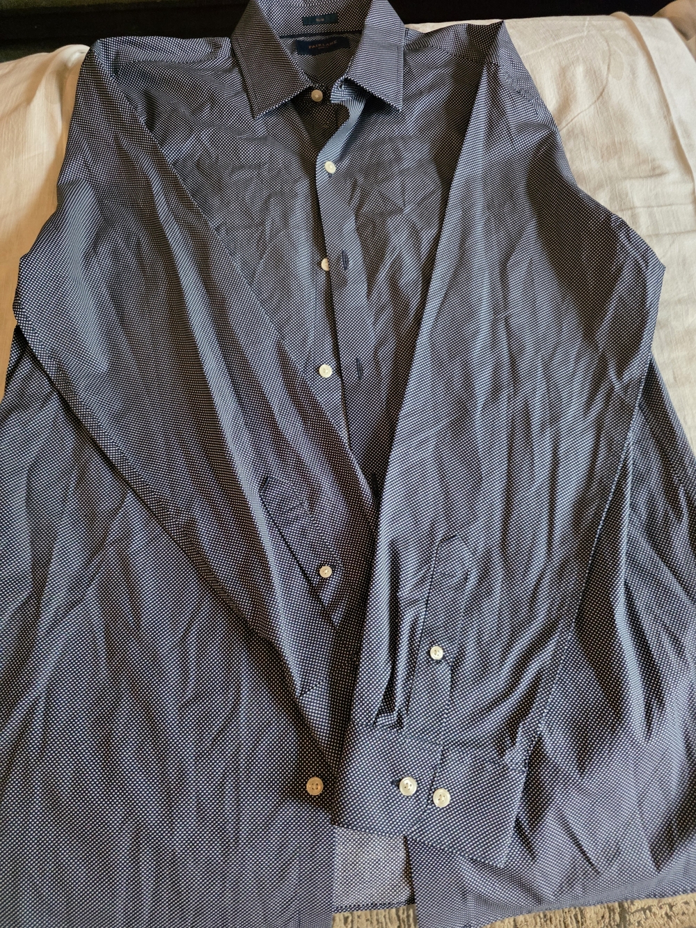 Men's Dark Navy Micro-Print Dress Shirt